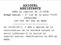 continuation activite malgre pertes annonce legale